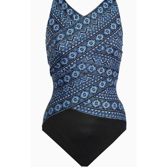 Miraclesuit Paillette Brio Printed One Piece Swimsuit Size US 10 NEW - Picture 2 of 8